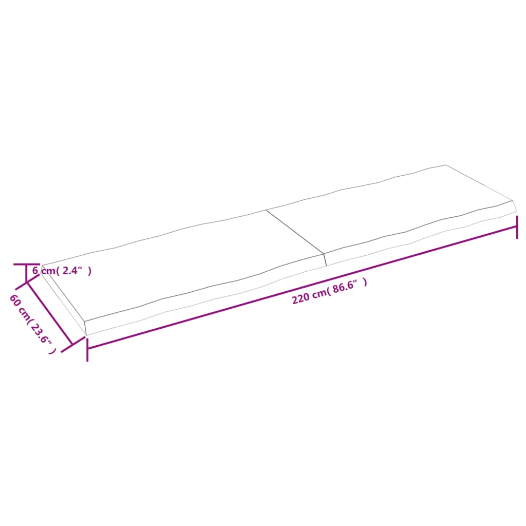 vidaXL Tampo de mesa com bordas vivas maciço tratado castanho-escuro