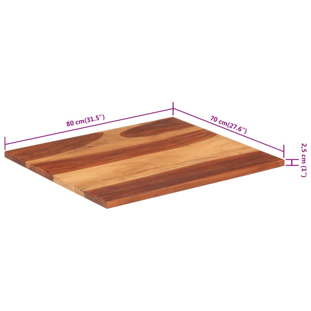 vidaXL Tampo de mesa madeira de acácia maciça 25-27 mm 70x80 cm