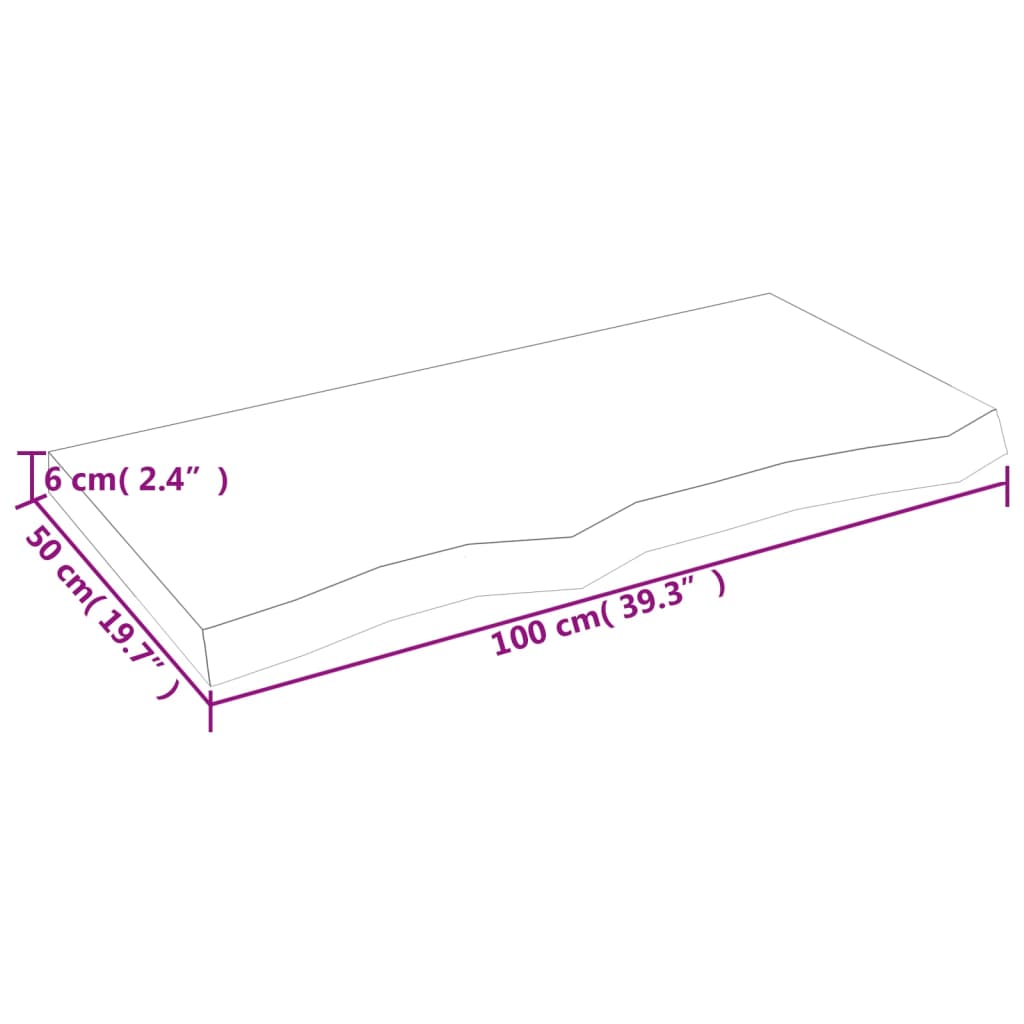 vidaXL Tampo de mesa 100x50x(2-6) cm carvalho tratado castanho-claro