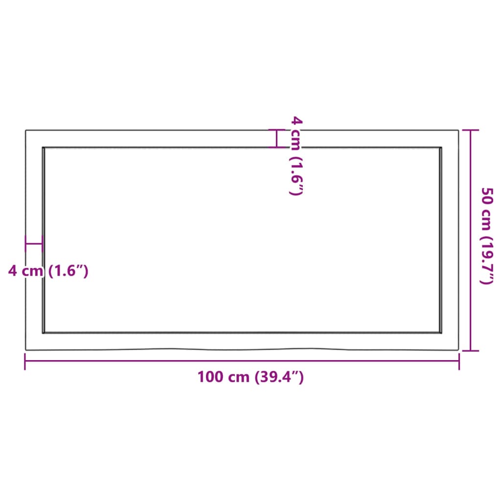 vidaXL Tampo de mesa 100x50x(2-6) cm carvalho tratado castanho-claro