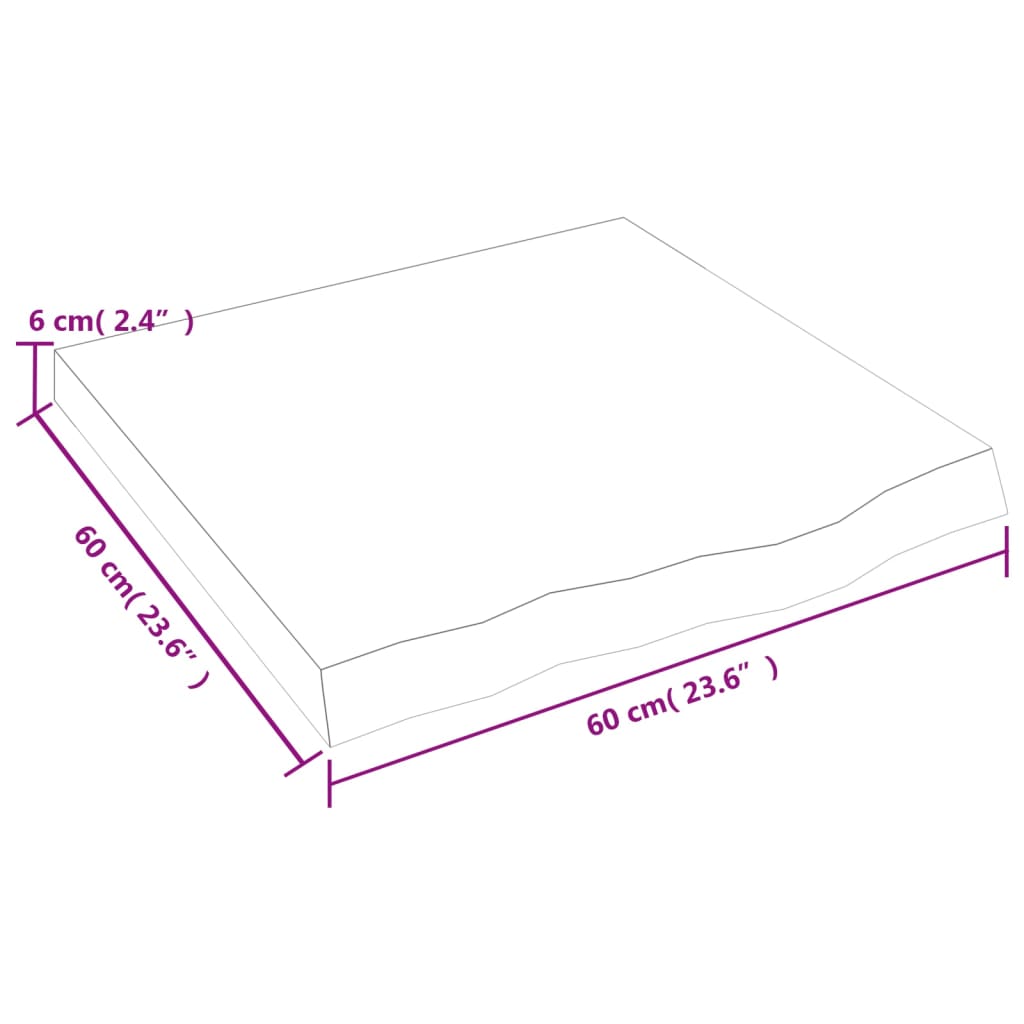 vidaXL Tampo de mesa 60x60x(2-6) cm carvalho tratado castanho-claro