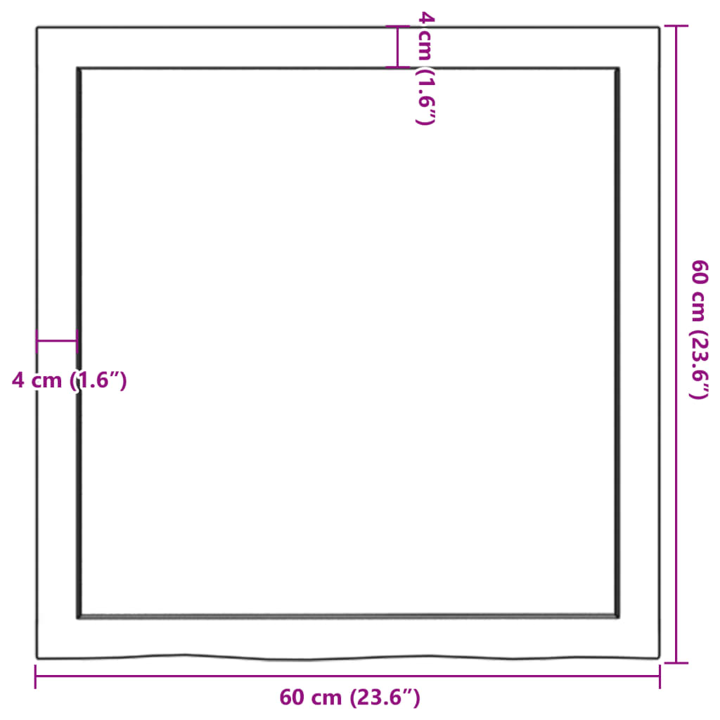 vidaXL Tampo de mesa 60x60x(2-4) cm carvalho tratado castanho-escuro