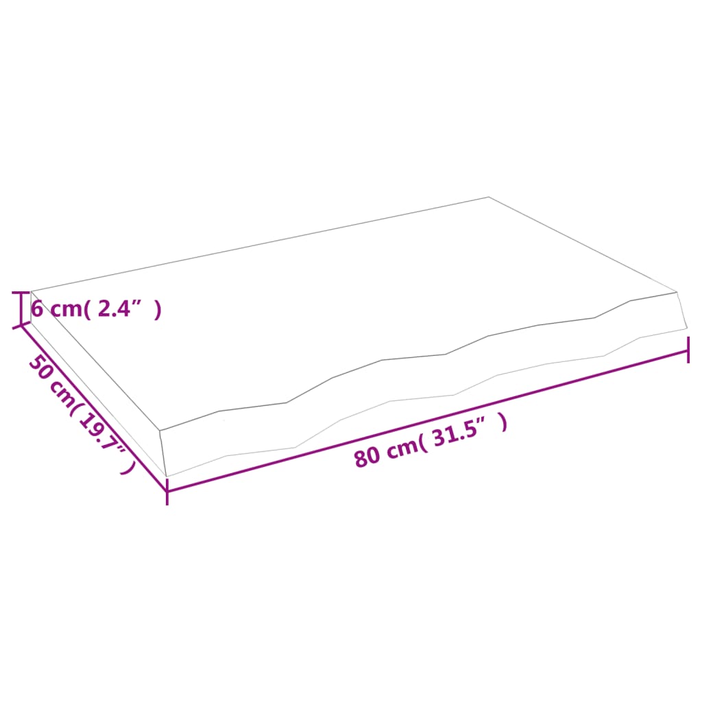 vidaXL Tampo de mesa 80x50x(2-6) cm carvalho tratado castanho-escuro