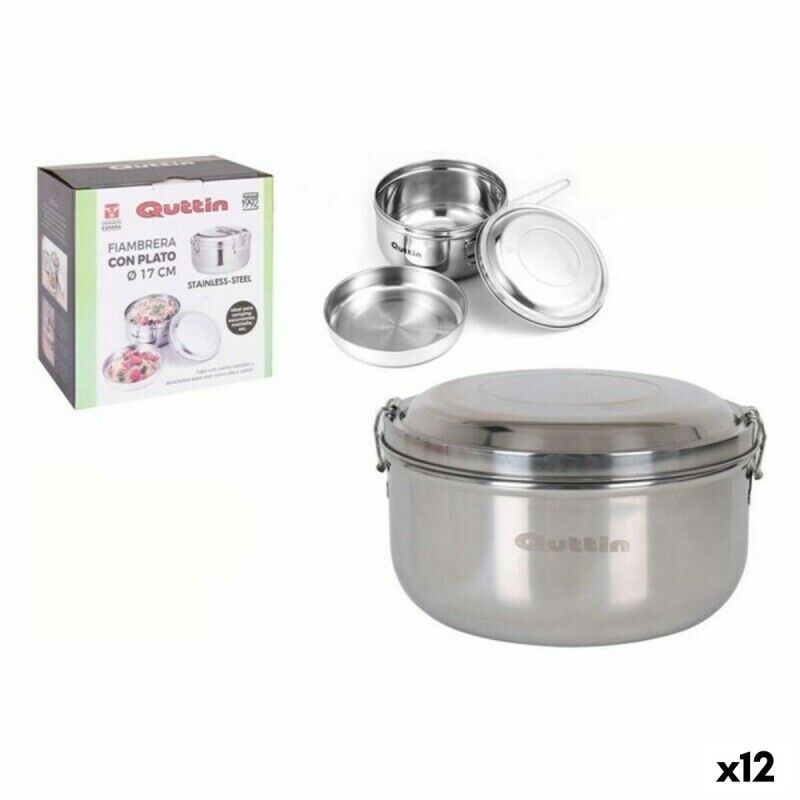 Quttin|Lancheira Redonda com Tampa Quttin Aço inoxidável Aço 17 cm (12 Unidades) (Ø 17 cm) Quttin|Lancheira Redonda com Tampa Quttin Aço inoxidável Aço 17 cm (12 Unidades) (Ø 17 cm)