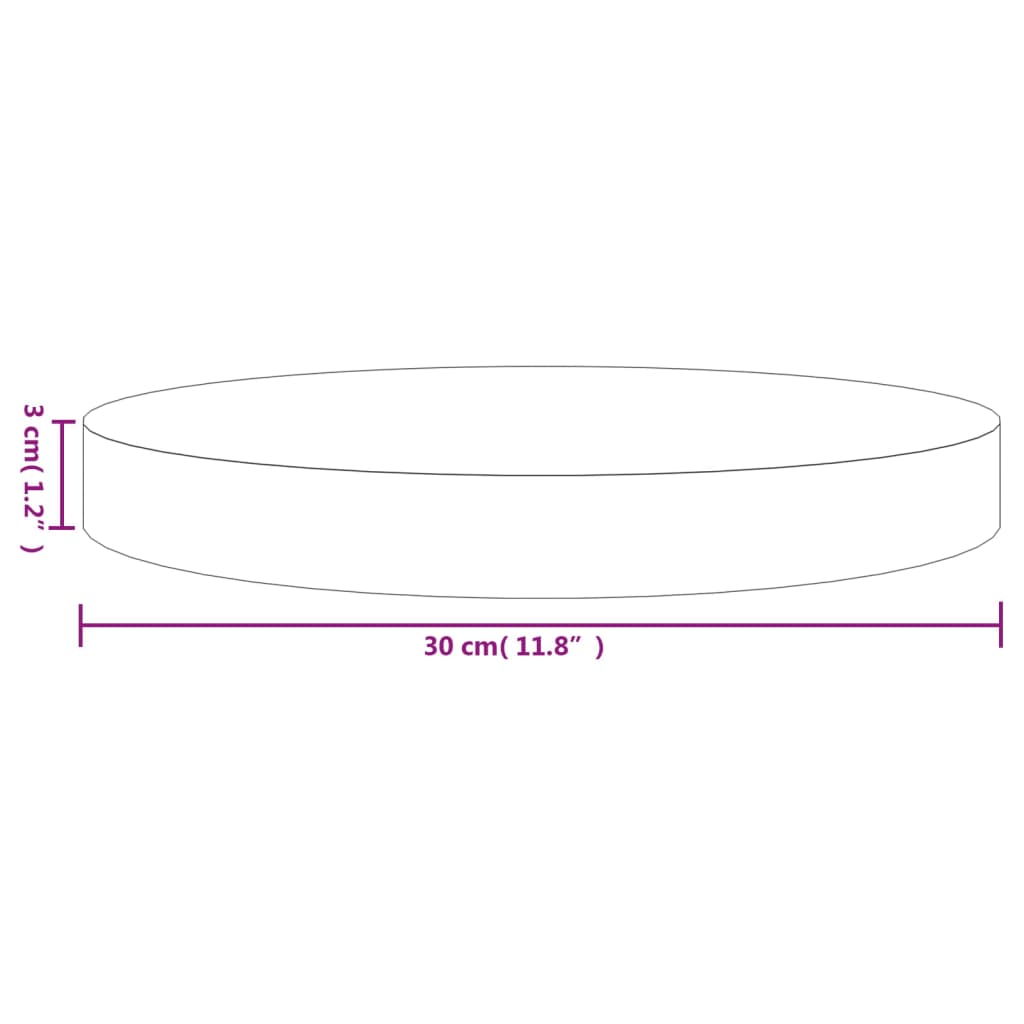 vidaXL Tampo de mesa redondo Ø30x3 cm madeira de pinho maciça