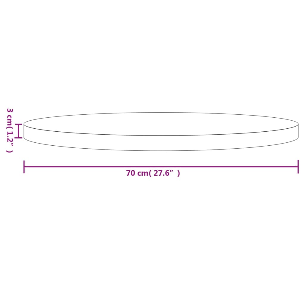 vidaXL Tampo de mesa redondo Ø70x3 cm madeira de pinho maciça preto