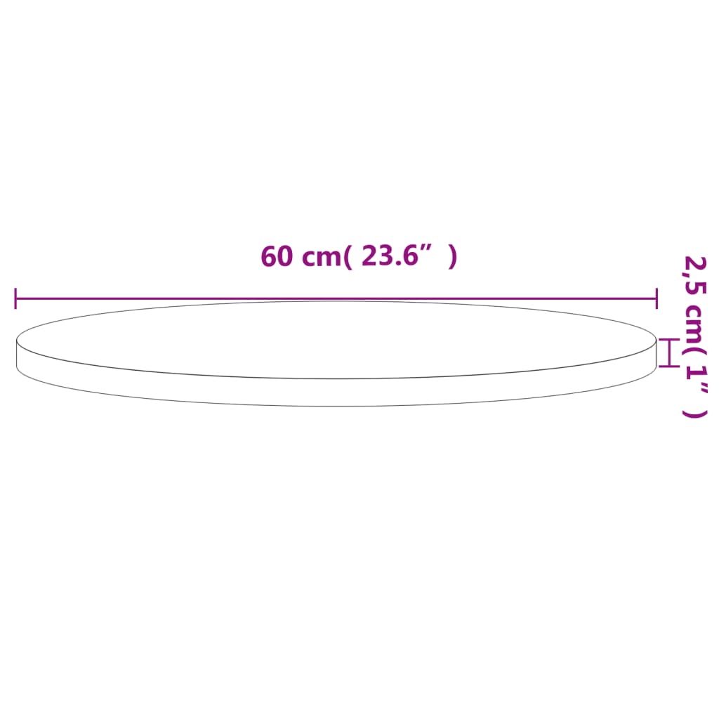 vidaXL Tampo de mesa redondo Ø60x2,5 cm madeira de faia maciça