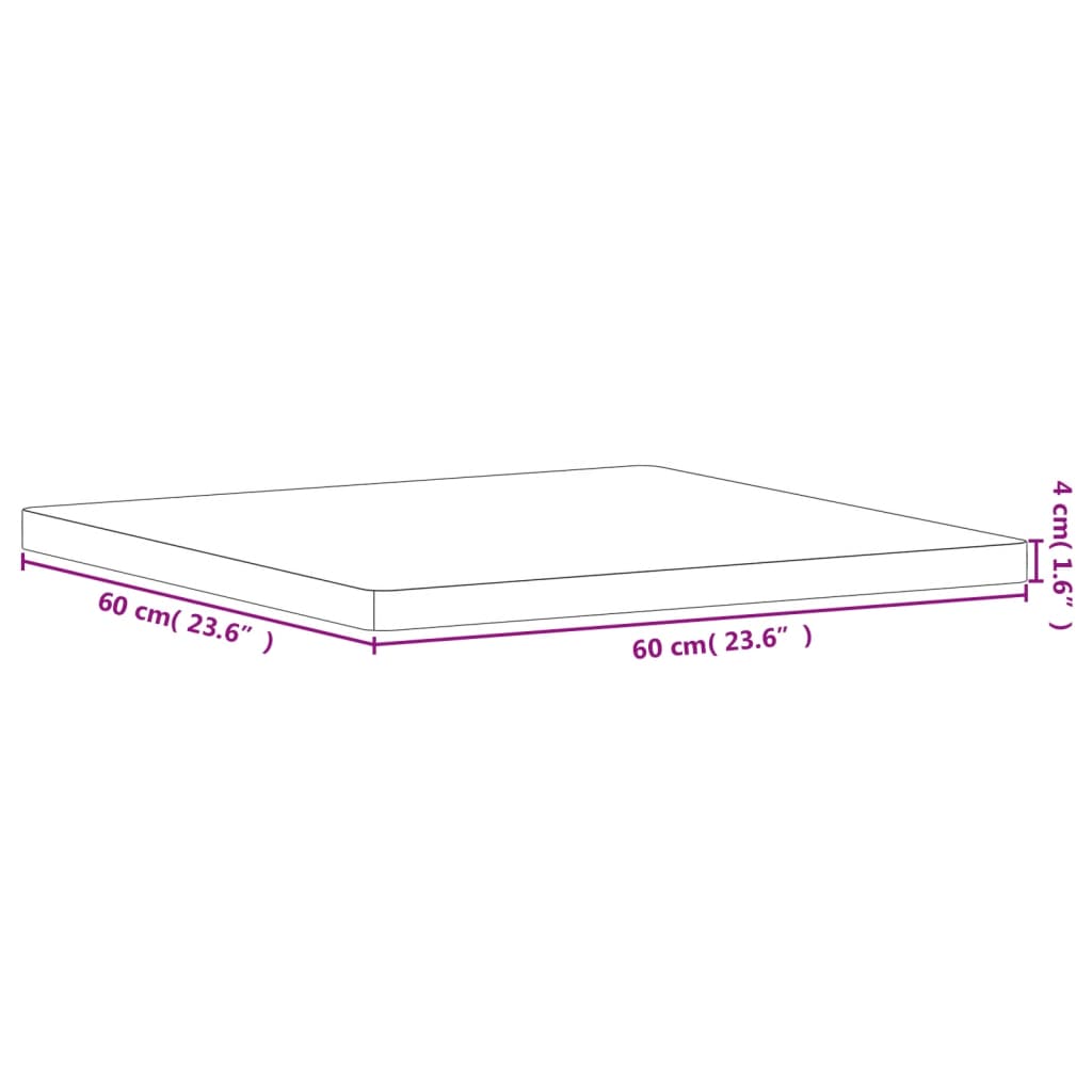 vidaXL Tampo de mesa quadrado 60x60x4 cm madeira de faia maciça