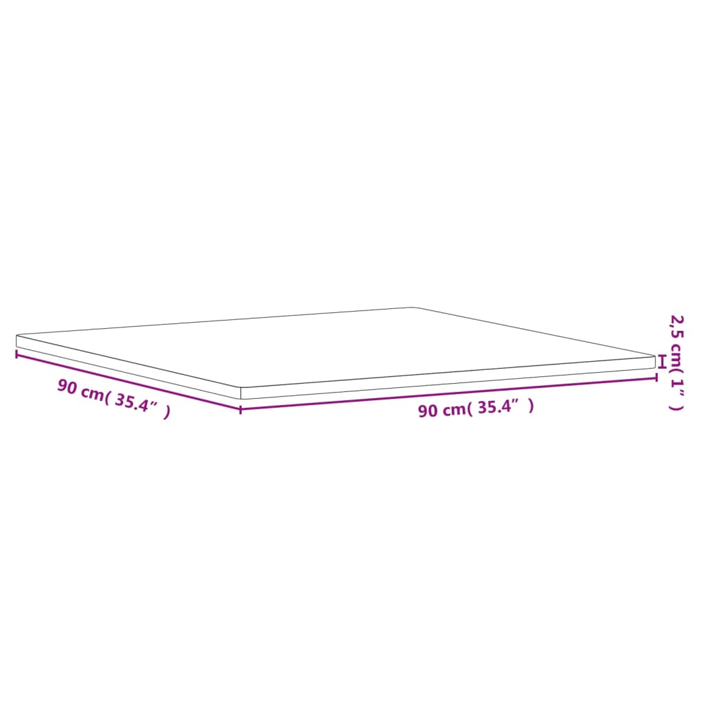 vidaXL Tampo de mesa quadrado 90x90x2,5 cm madeira de faia maciça