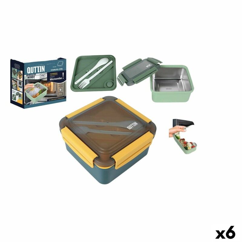 Quttin|Lancheira Quttin Aço inoxidável 1,5 L 18 x 10 x 18 cm (6 Unidades)