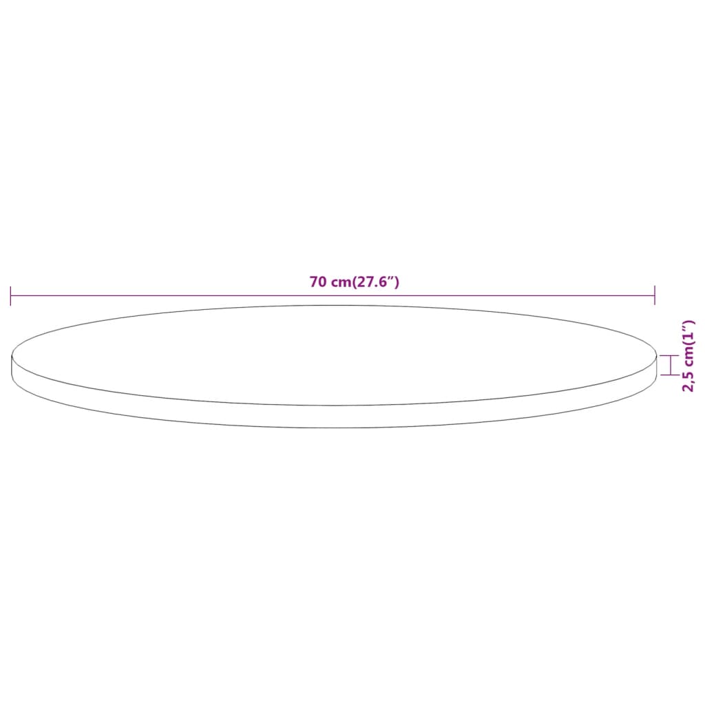 vidaXL Tampo de mesa redondo Ø70x2,5 cm madeira de acácia maciça