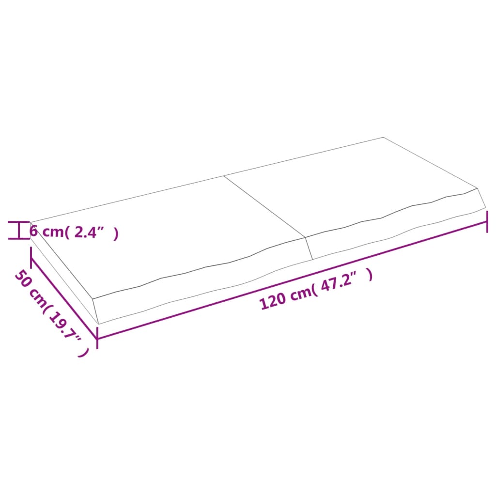 vidaXL Tampo de mesa 120x50x(2-6) cm carvalho tratado castanho-escuro