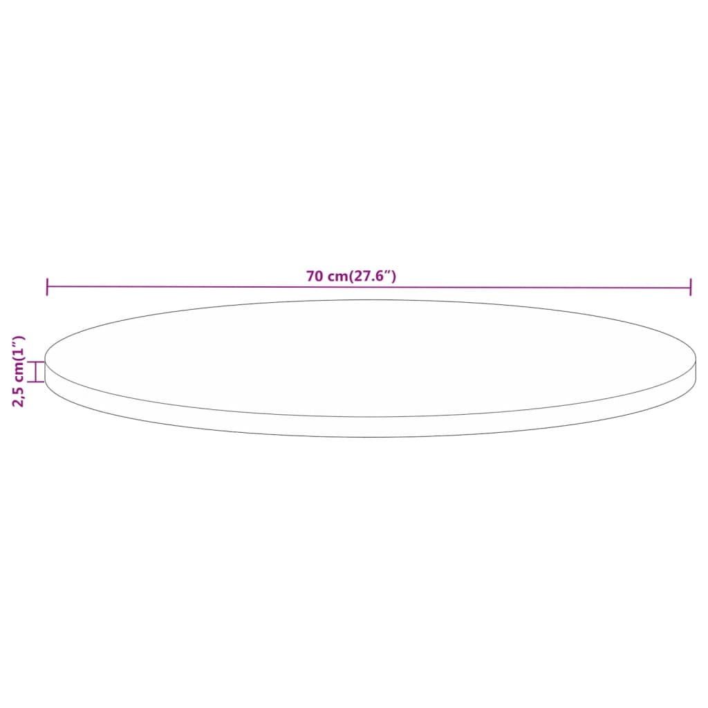 vidaXL Tampo de mesa redondo Ø70x2,5cm madeira recuperada maciça