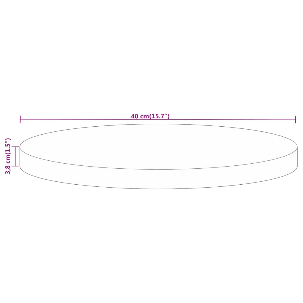 vidaXL Tampo de mesa redondo Ø40x3,8cm madeira de mangueira maciça