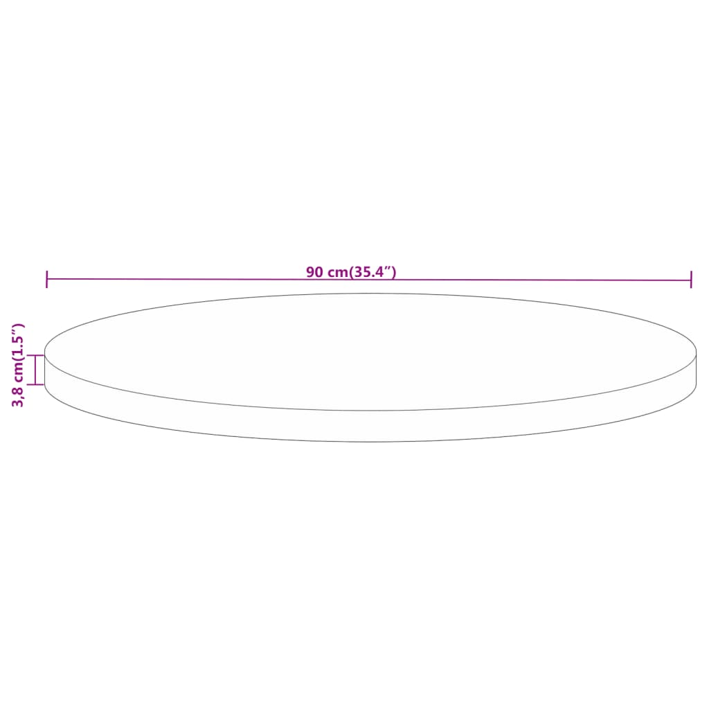 vidaXL Tampo de mesa redondo Ø90x3,8cm madeira recuperada maciça