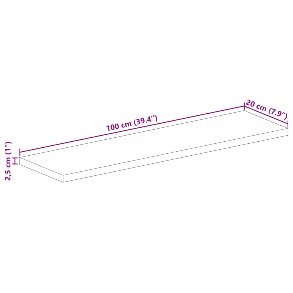 vidaXL Tampo de mesa retangular 100x20x2,5 cm madeira de acácia maciça