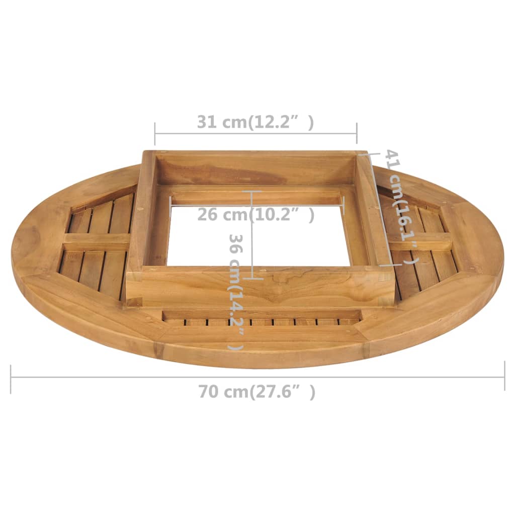 vidaXL Tampo de mesa para grades de cerveja teca 70 cm