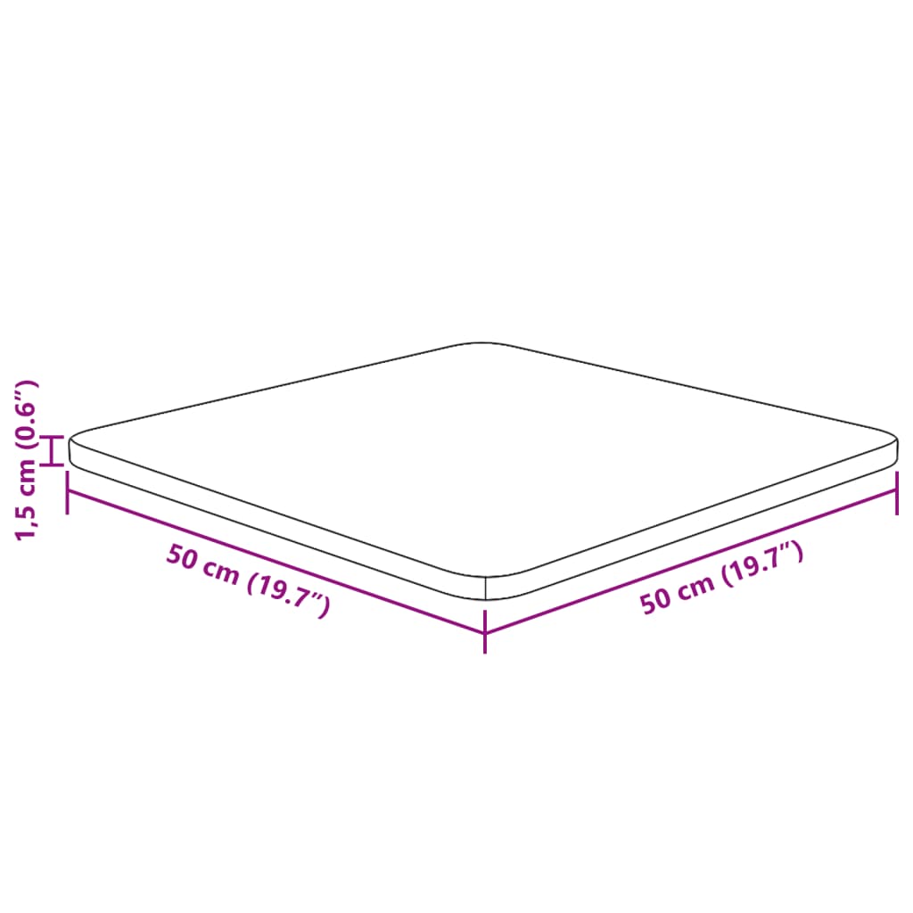 vidaXL Tampo mesa quadrado 50x50x1,5cm carvalho tratado castanho-claro