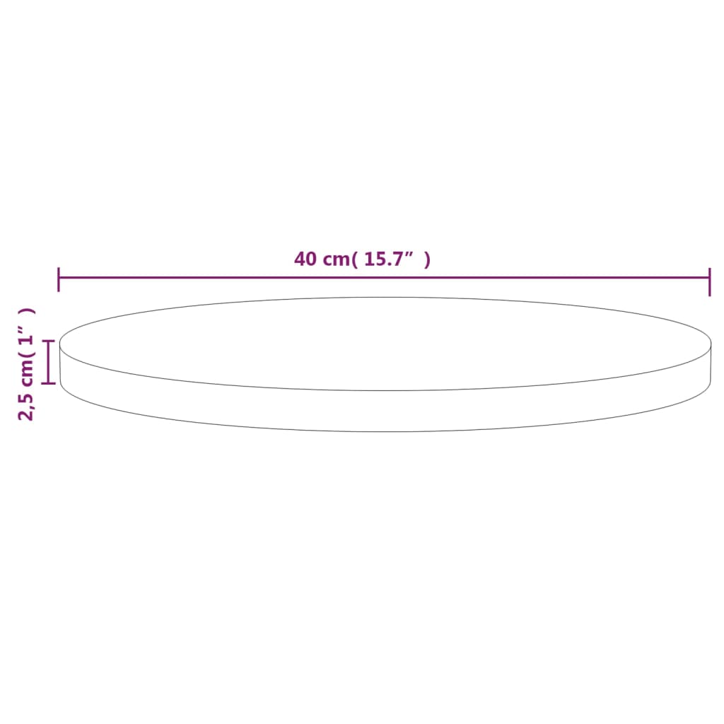 vidaXL Tampo de mesa pinho maciço Ø40x2,5 cm