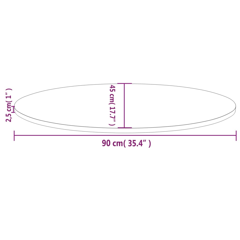 vidaXL Tampo de mesa oval 90x45x2,5 cm madeira de pinho maciça