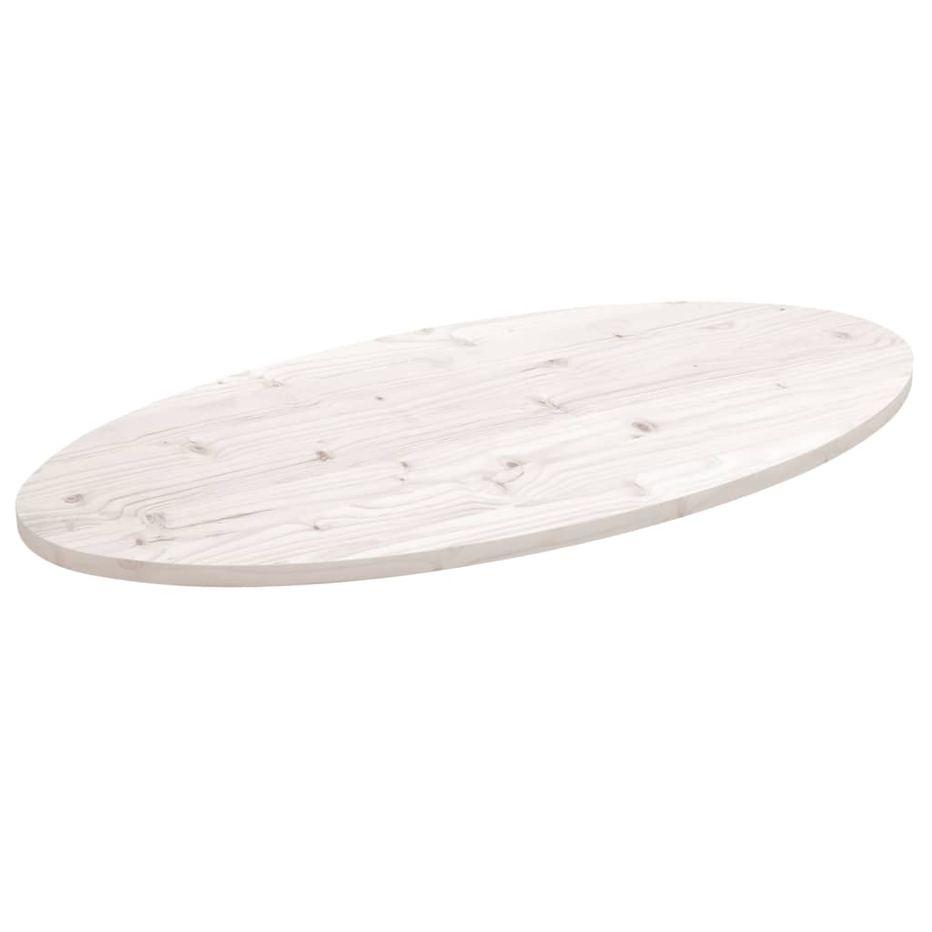 vidaXL Tampo de mesa oval 100x50x2,5 cm madeira de pinho maciça branco