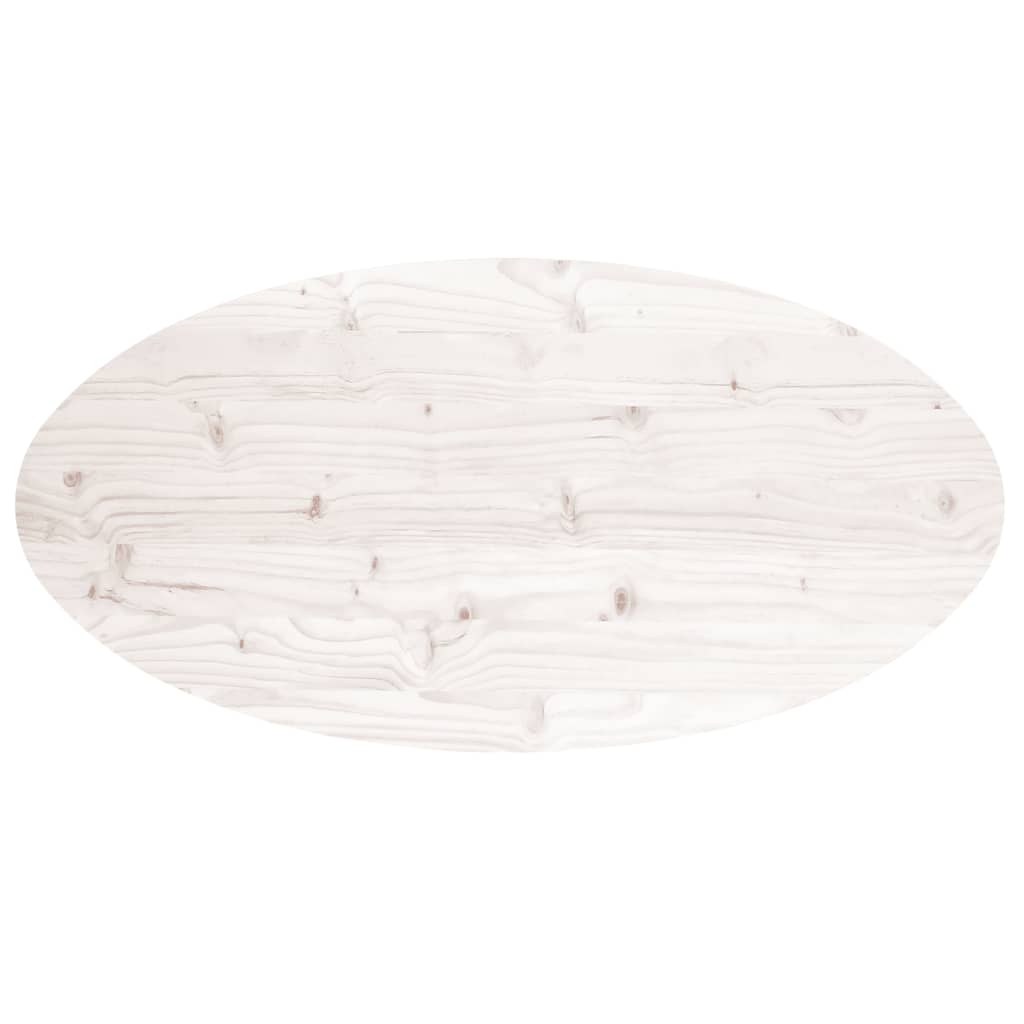 vidaXL Tampo de mesa oval 100x50x2,5 cm madeira de pinho maciça branco