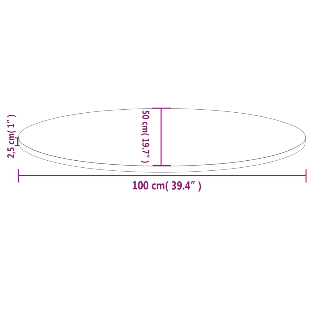 vidaXL Tampo de mesa oval 100x50x2,5 cm madeira de pinho maciça branco