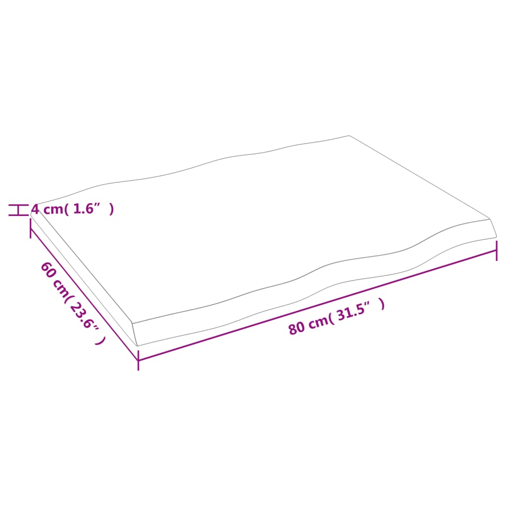 vidaXL Tampo de mesa com bordas vivas maciço tratado castanho-escuro