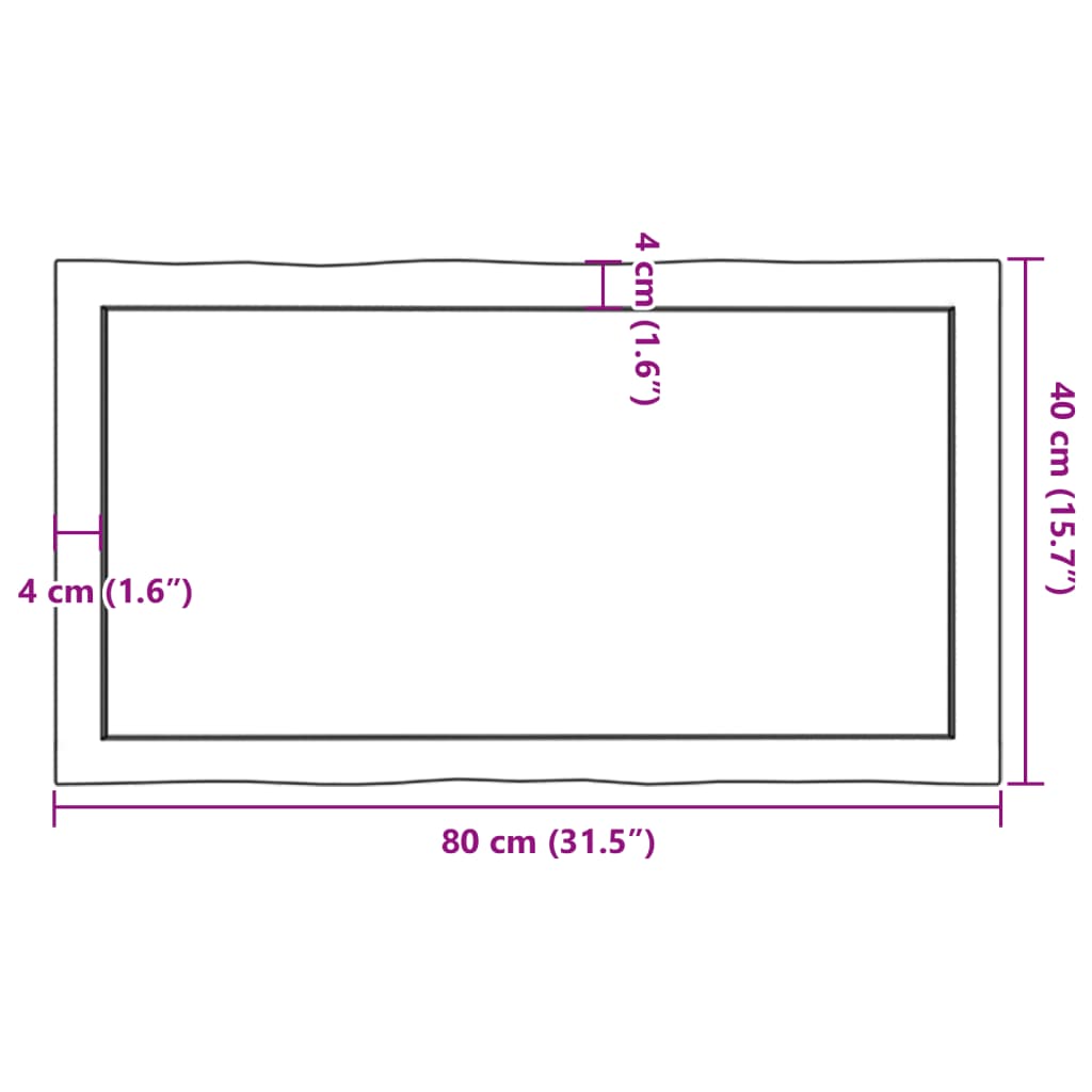 vidaXL Tampo de mesa com bordas vivas maciço tratado castanho-escuro