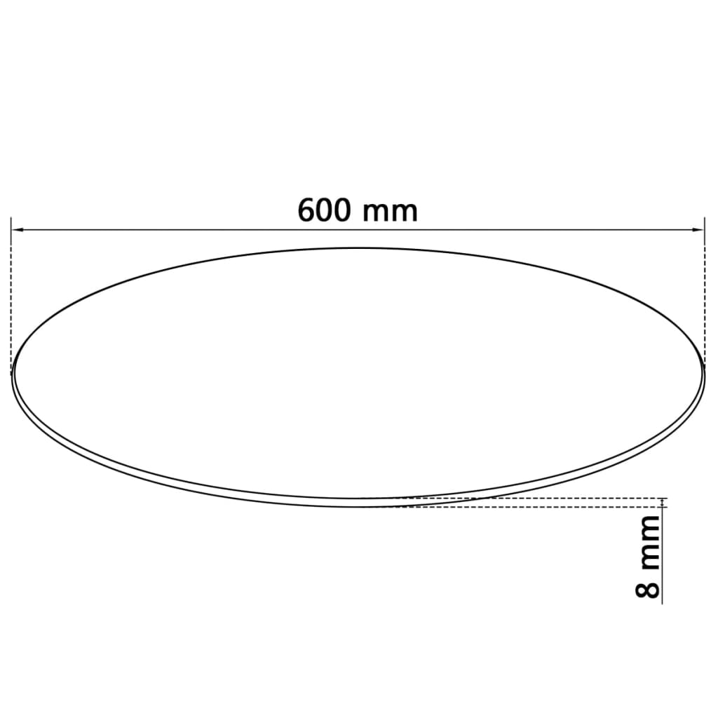 vidaXL Tampo de mesa em vidro temperado, redondo, 600 mm