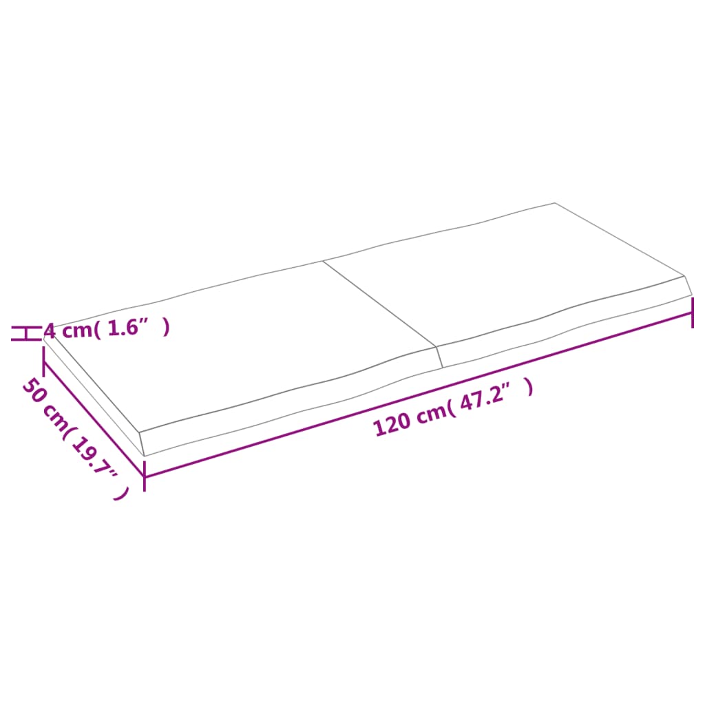 vidaXL Tampo de mesa com bordas vivas maciço tratado castanho-escuro