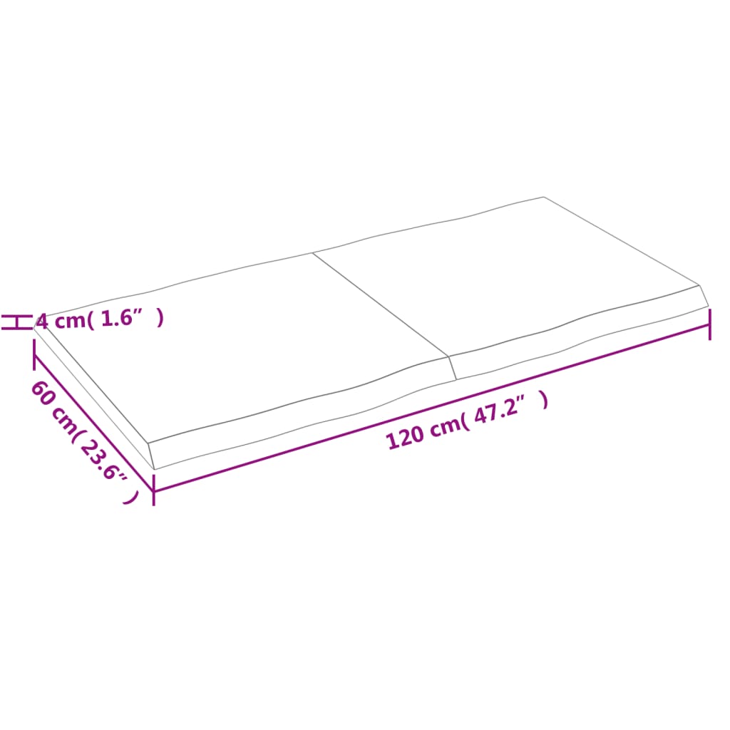 vidaXL Tampo de mesa com bordas vivas maciço tratado castanho-escuro