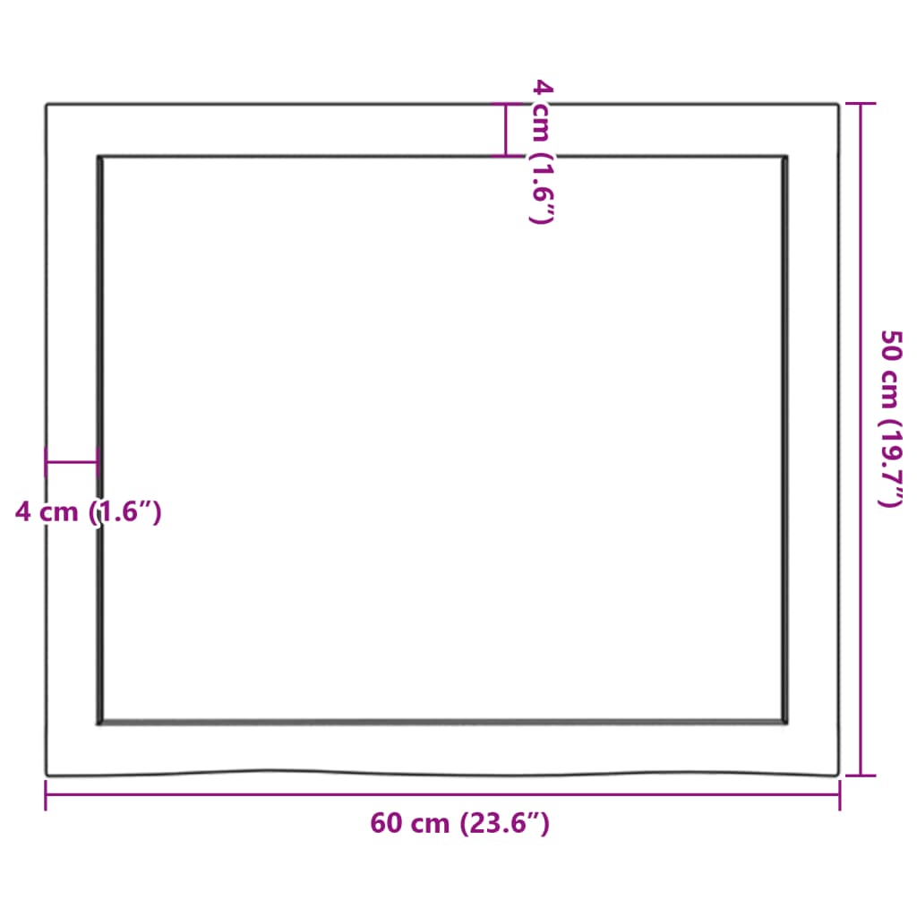 vidaXL Tampo de mesa 60x50x(2-4) cm carvalho maciço não tratado