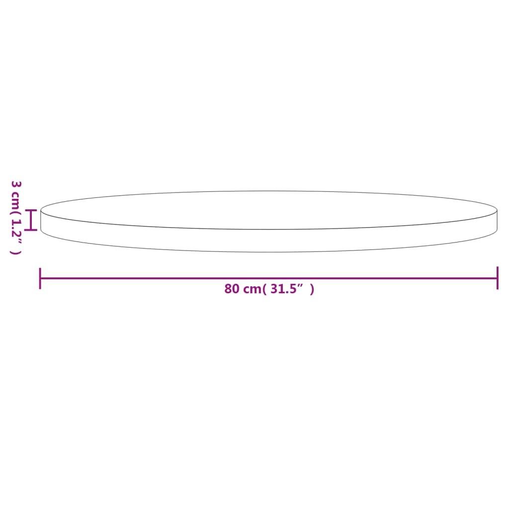 vidaXL Tampo de mesa redondo Ø80x3 cm madeira de pinho maciça preto