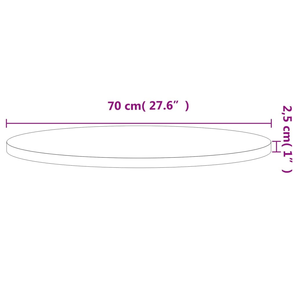 vidaXL Tampo de mesa redondo Ø70x2,5 cm madeira de faia maciça