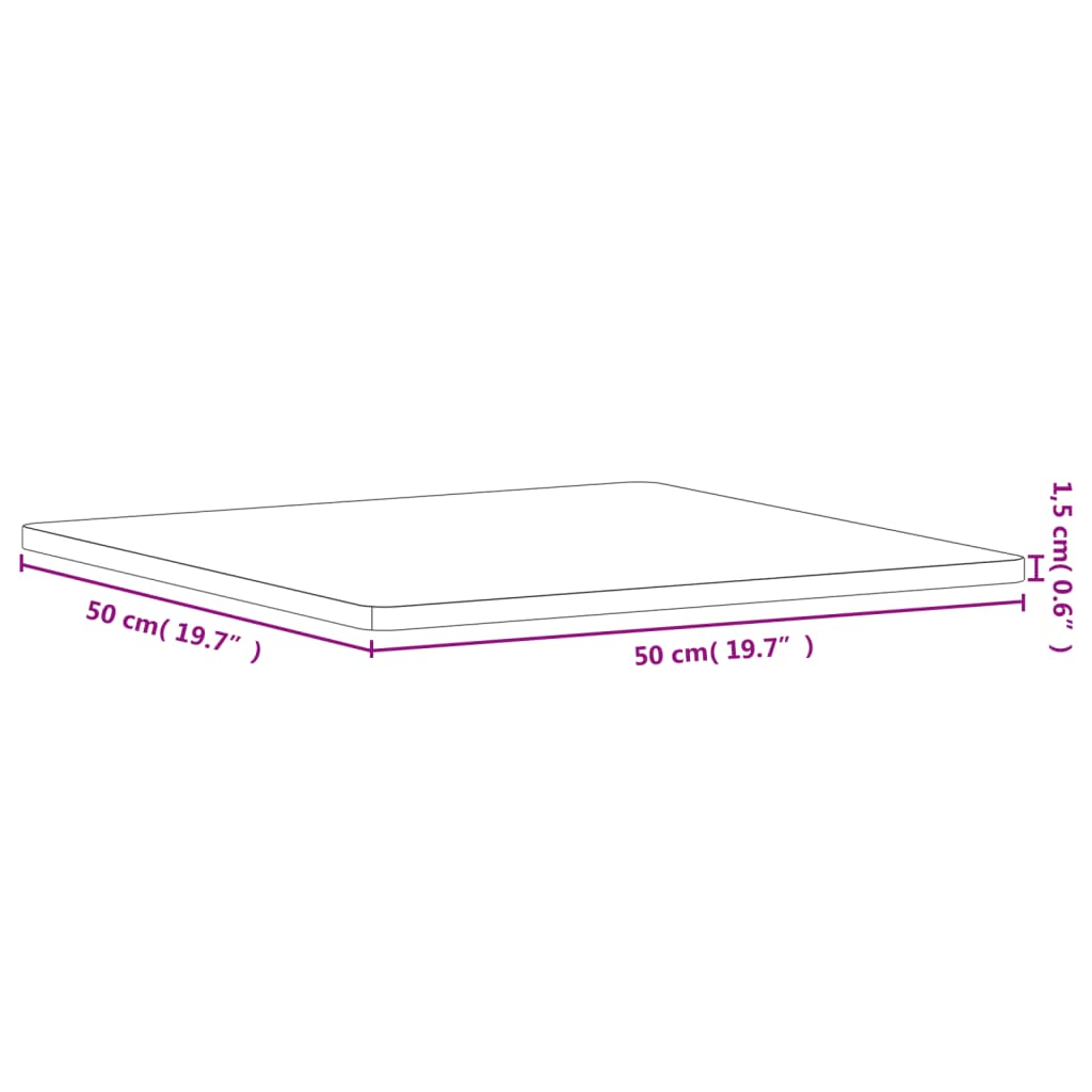 vidaXL Tampo de mesa quadrado 50x50x1,5 cm madeira de faia maciça