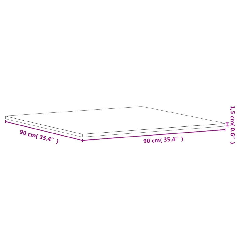 vidaXL Tampo de mesa quadrado 90x90x1,5 cm madeira de faia maciça