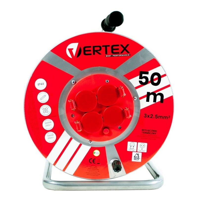 Vertex|Cabo alongador Vertex PB50METAL Preto Prata 50 m