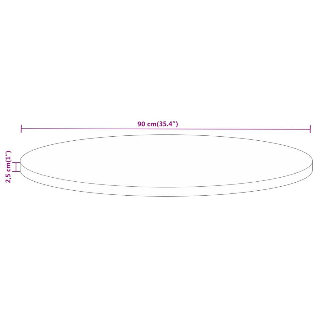 vidaXL Tampo de mesa redondo Ø90x2,5cm madeira de mangueira maciça