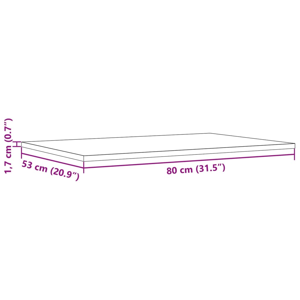 vidaXL Tampos de mesa retangulares 3 pcs 80x53x1,7 cm pinho maciço