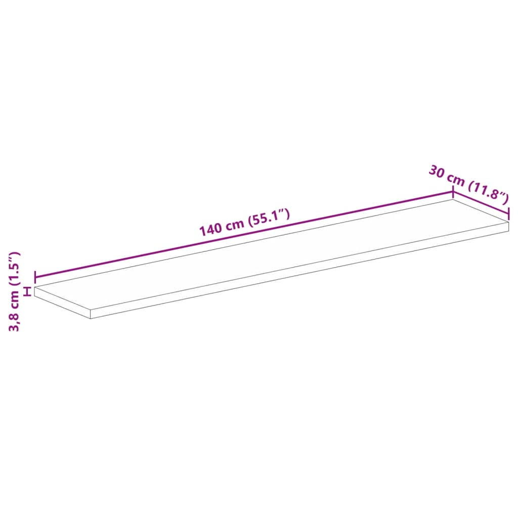 vidaXL Tampo de mesa retangular 140x30x3,8 cm madeira de acácia maciça