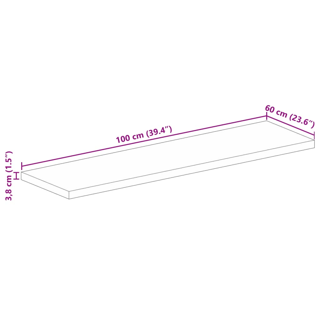 vidaXL Tampo de mesa retangular 100x60x3,8 cm madeira de acácia maciça