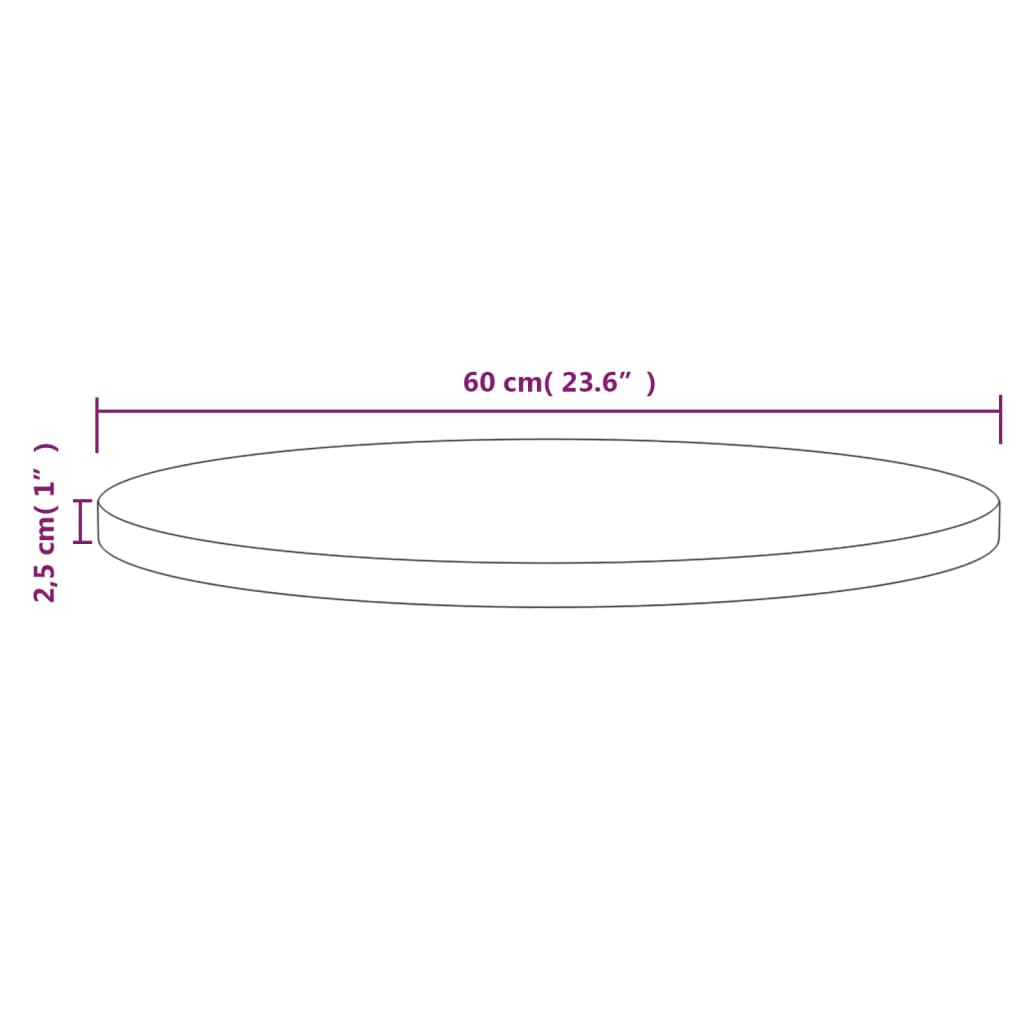 vidaXL Tampo de mesa pinho maciço Ø60x2,5 cm branco