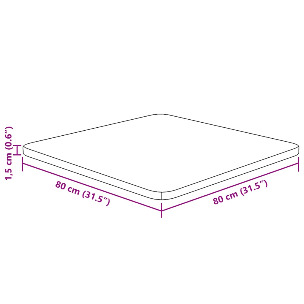 vidaXL Tampo mesa quadrado 80x80x1,5 carvalho tratado castanho-claro