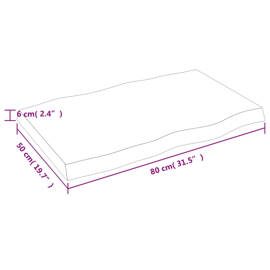 vidaXL Tampo de mesa com bordas vivas maciço tratado castanho-escuro