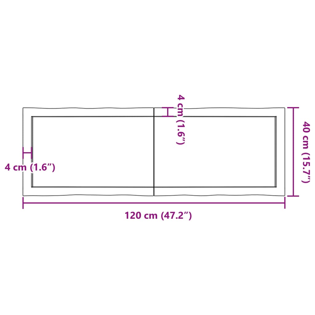 vidaXL Tampo de mesa com bordas vivas maciço tratado castanho-escuro