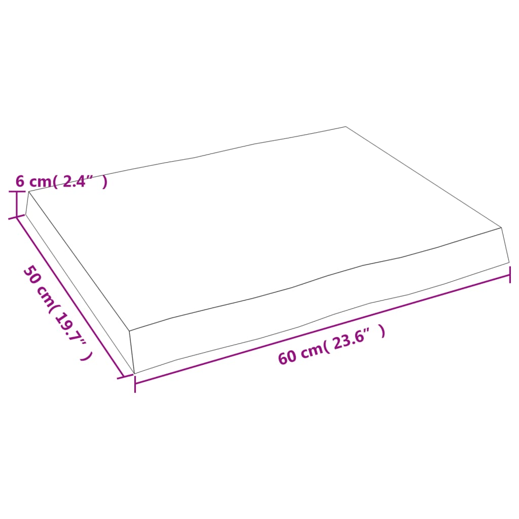 vidaXL Tampo de mesa com bordas vivas carvalho tratado castanho-claro