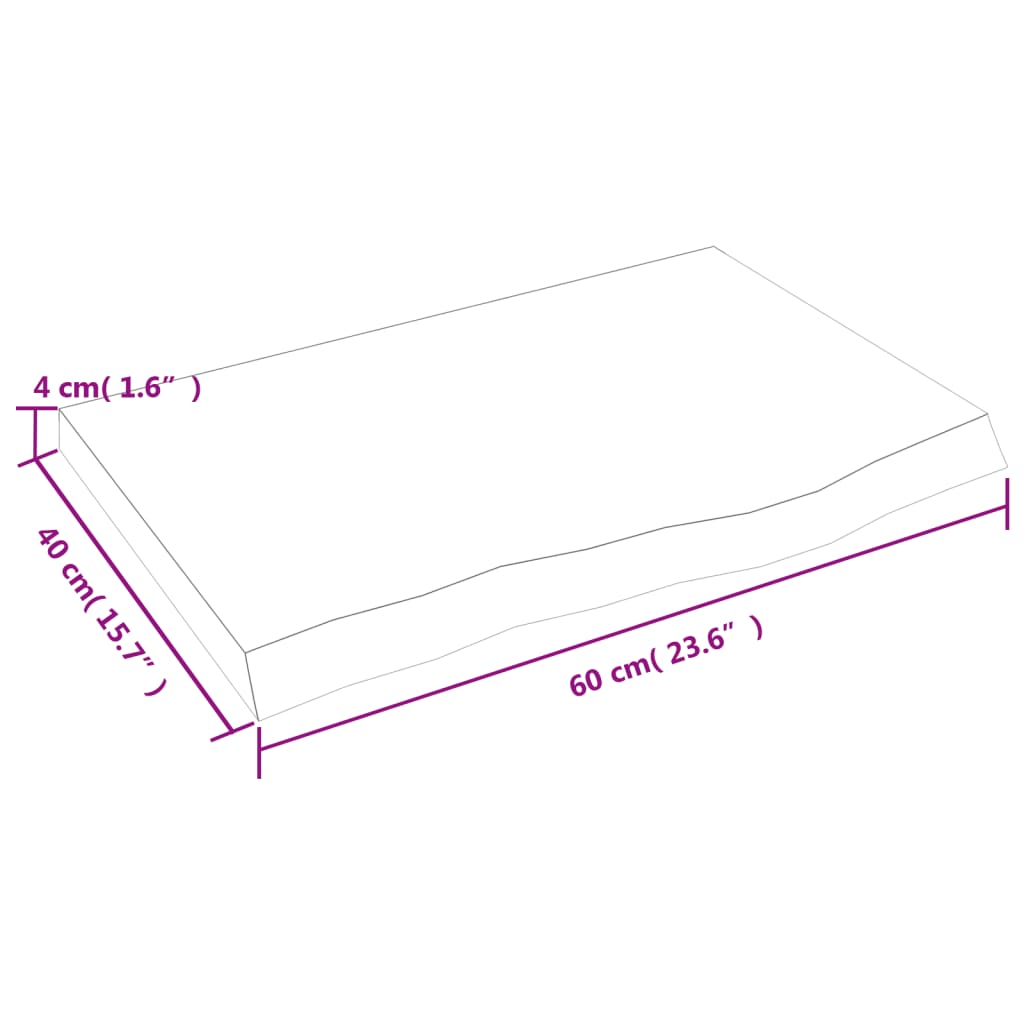 vidaXL Tampo de mesa 60x40x(2-4) cm carvalho maciço não tratado