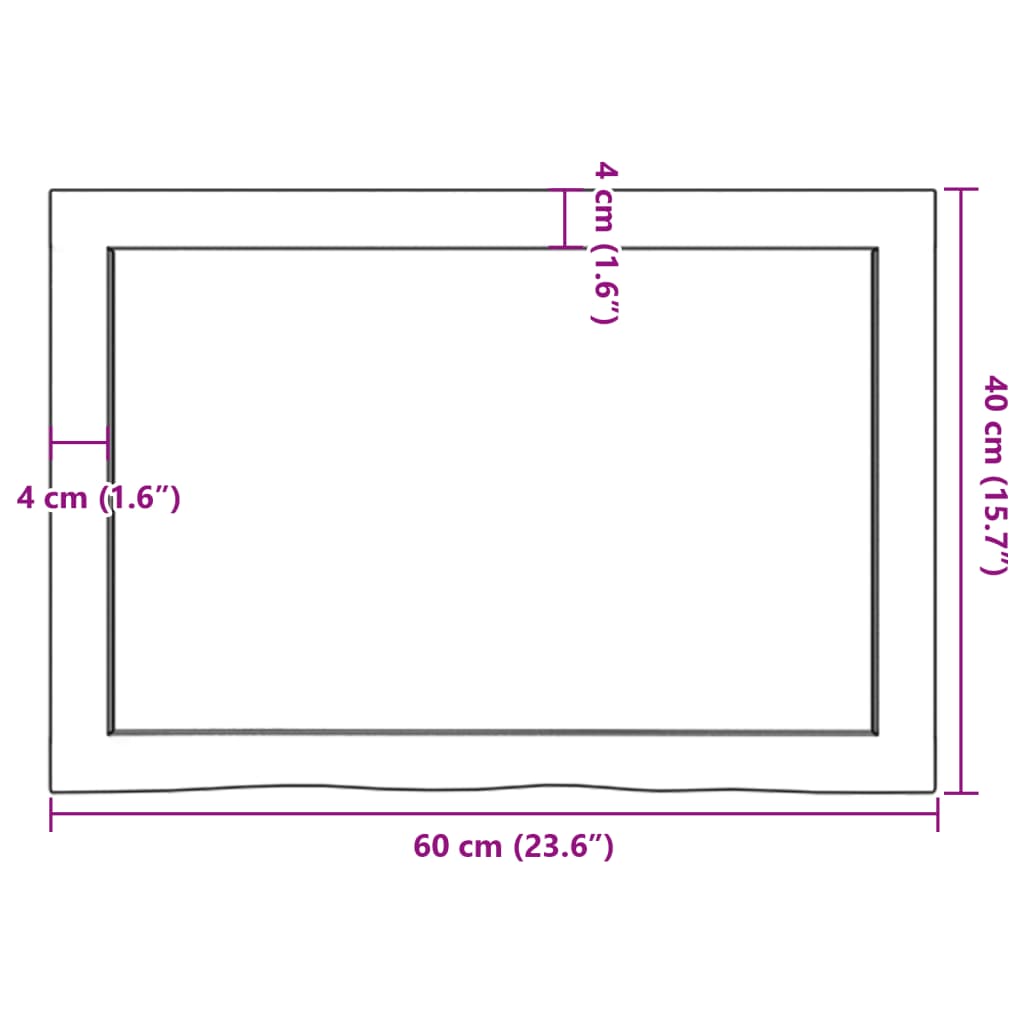 vidaXL Tampo de mesa 60x40x(2-4) cm carvalho maciço não tratado