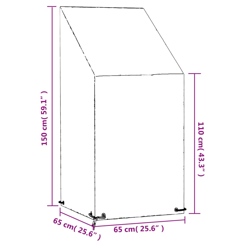 vidaXL Capas cadeiras jardim 2 pcs 8 ilhós 65x65x110/150cm polietileno